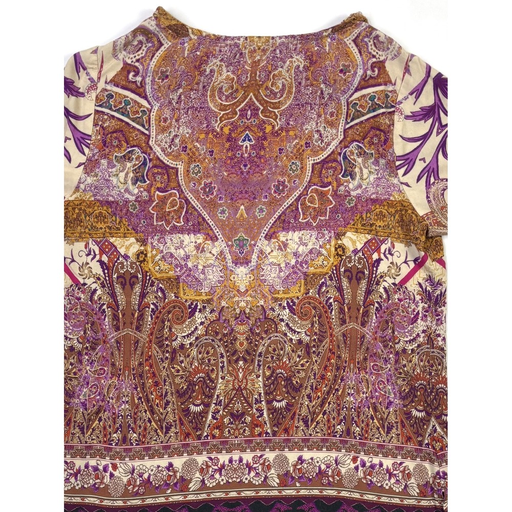 Soft Surroundings Tunic Top Women's XS Paisley Floral Boho Short Sleeve - Picture 8 of 10